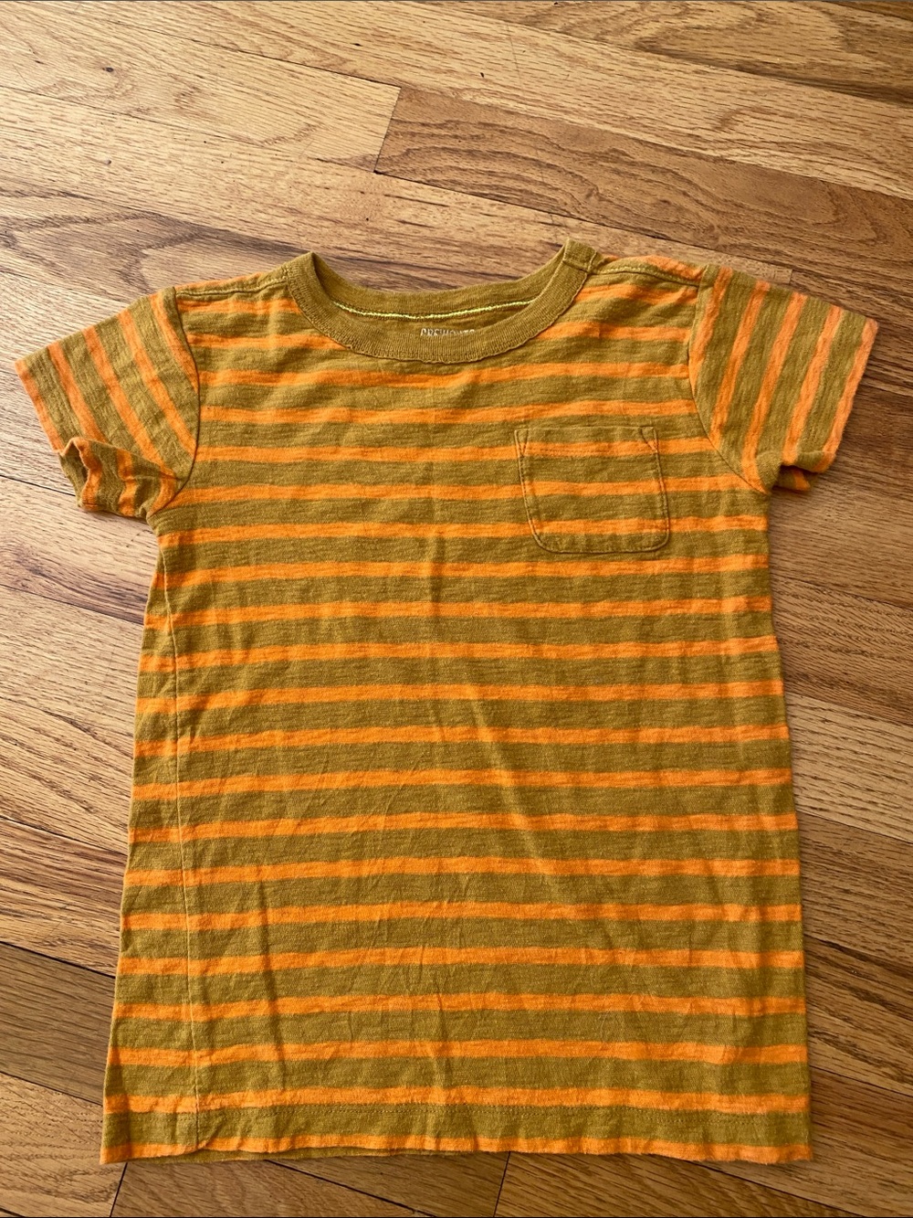 Crewcuts Orange & Olive Striped Short Sleeve Tee
